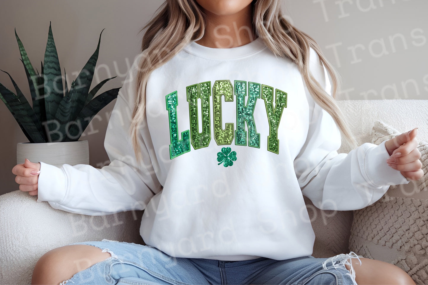 Faux Glitter Lucky St Patricks Day Dtf Transfer