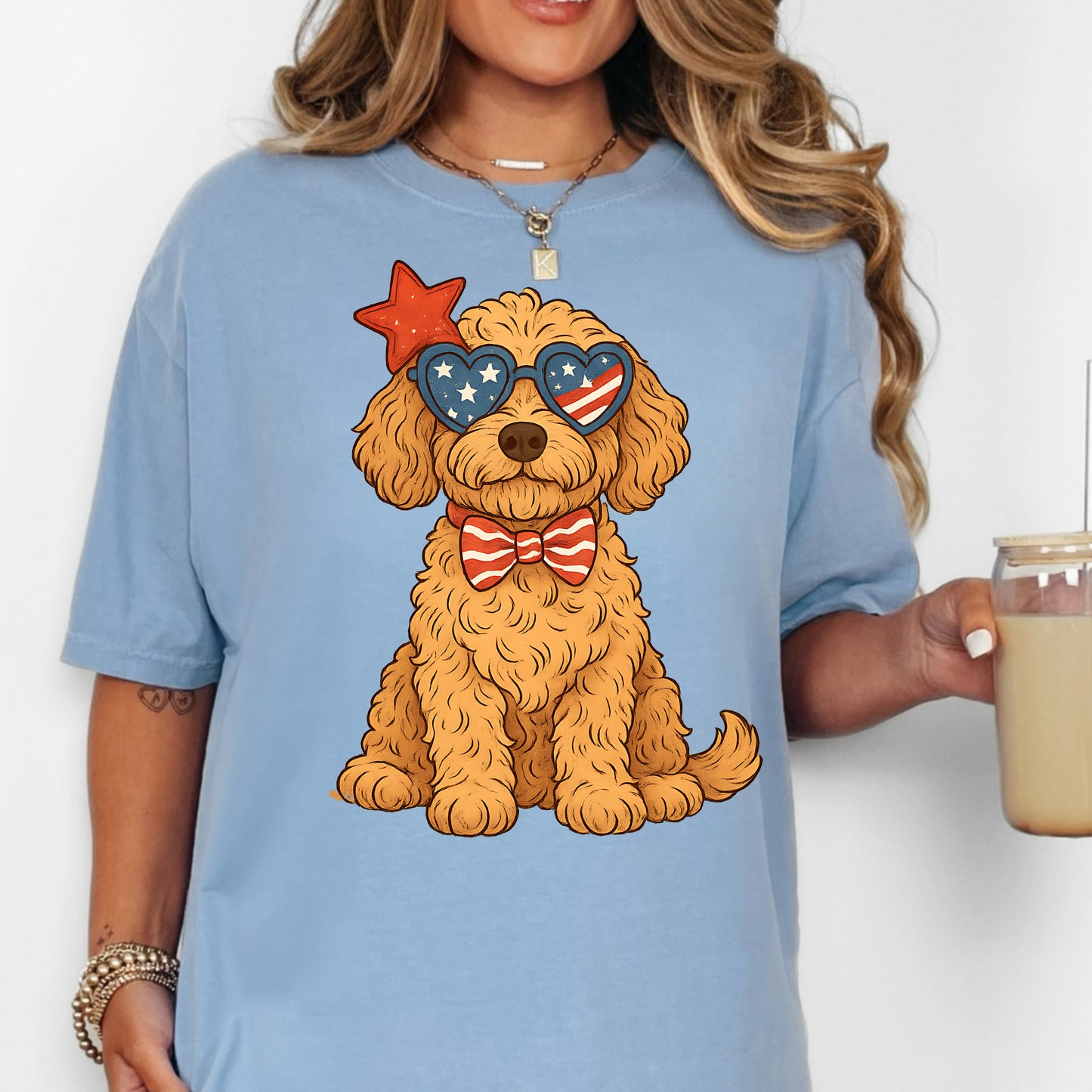 Golden doodle Patriotic,DTF Transfer