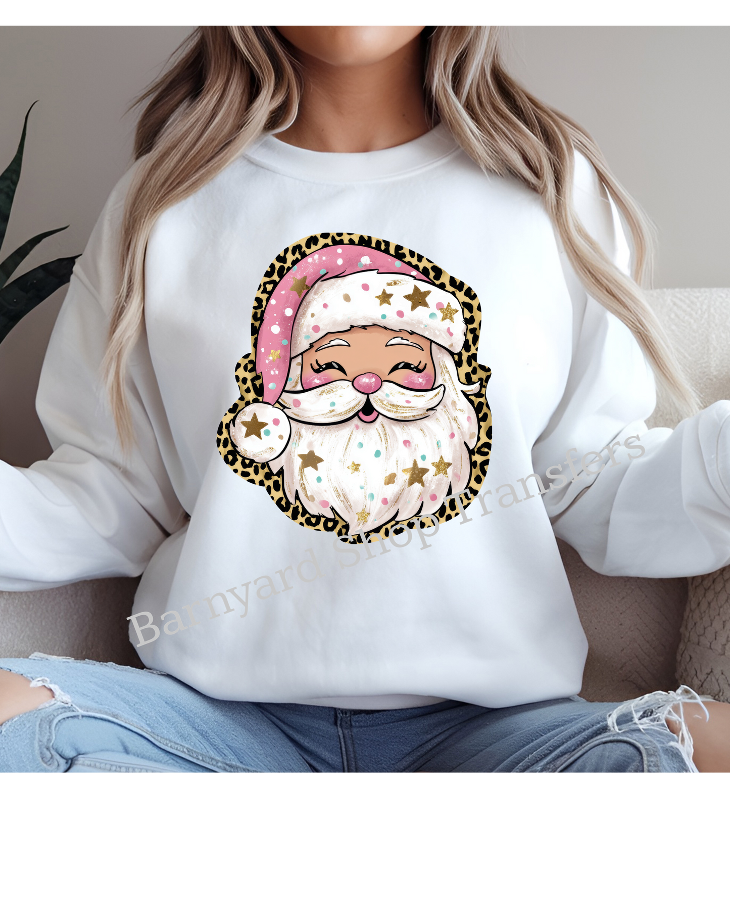 Pink Cheetah Santa , Christmas Dtf Transfer, SHIRT NOT INCLUDED*