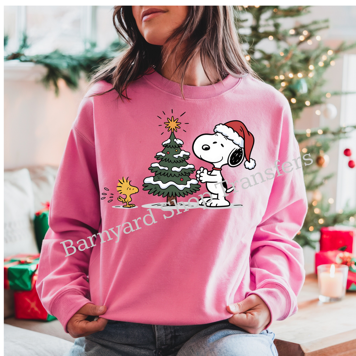 Beagle Dog and Tree, Christmas Dtf Transfer, SHIRT NOT INCLUDED*