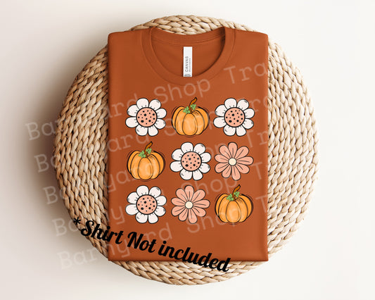“Thanksgiving Pumpkins Flowers”DTF Transfer *SHIRT NOT INCLUDED*