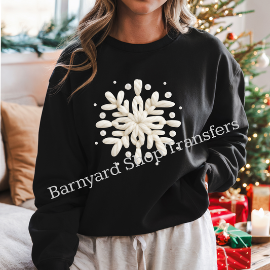 Faux Crochet Snowflake, Christmas Dtf Transfer, SHIRT NOT INCLUDED*