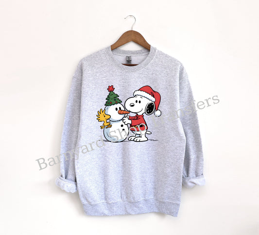 Beagle Dog and SnowmanChristmas Dtf Transfer, SHIRT NOT INCLUDED*