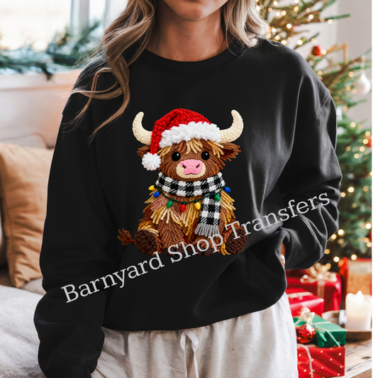 Christmas Highland Cow, Christmas Dtf Transfer, SHIRT NOT INCLUDED*