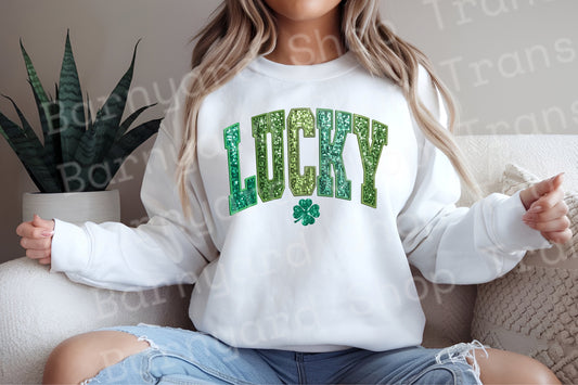 Faux Glitter Lucky St Patricks Day Dtf Transfer