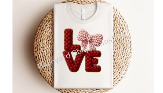 Love Faux Yarn Valentines Dtf Transfer only
