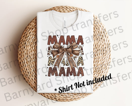 Mama Cheetah Football Bow, Dtf print , *shirt not included