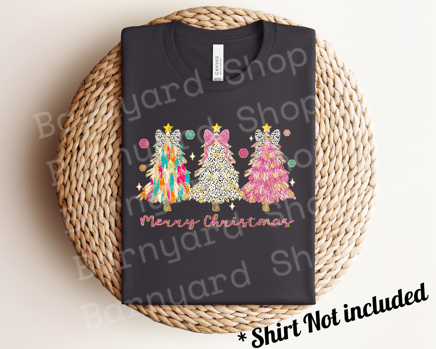 Bright Color Merry Christmas Coquette Bow Dalmatian Dtf Transfer, SHIRT NOT INCLUDED*