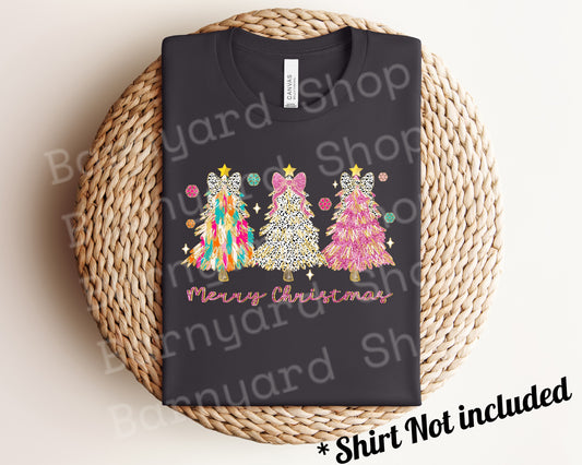 Bright Color Merry Christmas Coquette Bow Dalmatian Dtf Transfer, SHIRT NOT INCLUDED*