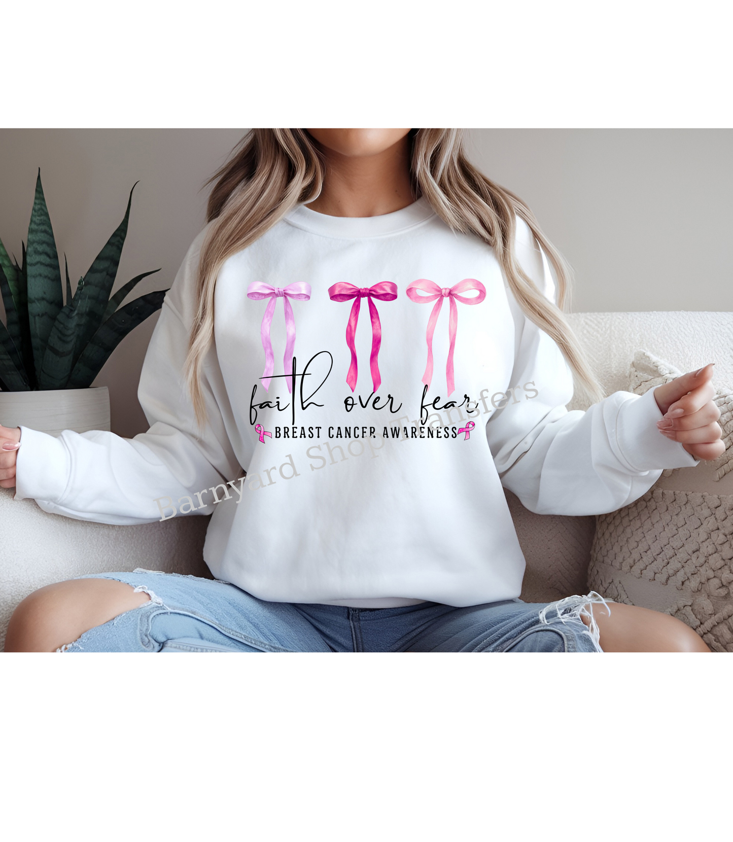 Faith Over Fear, Breast Cancer Adult Dtf Transfer