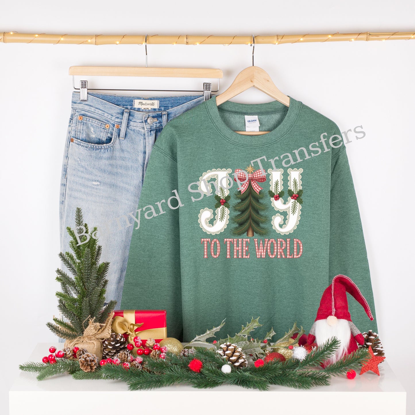 Lace Vintage Joy To the World ,Christmas Dtf Transfer, SHIRT NOT INCLUDED*