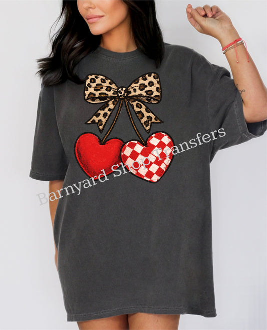 Leopard Cherry Valentines  Dtf Transfer