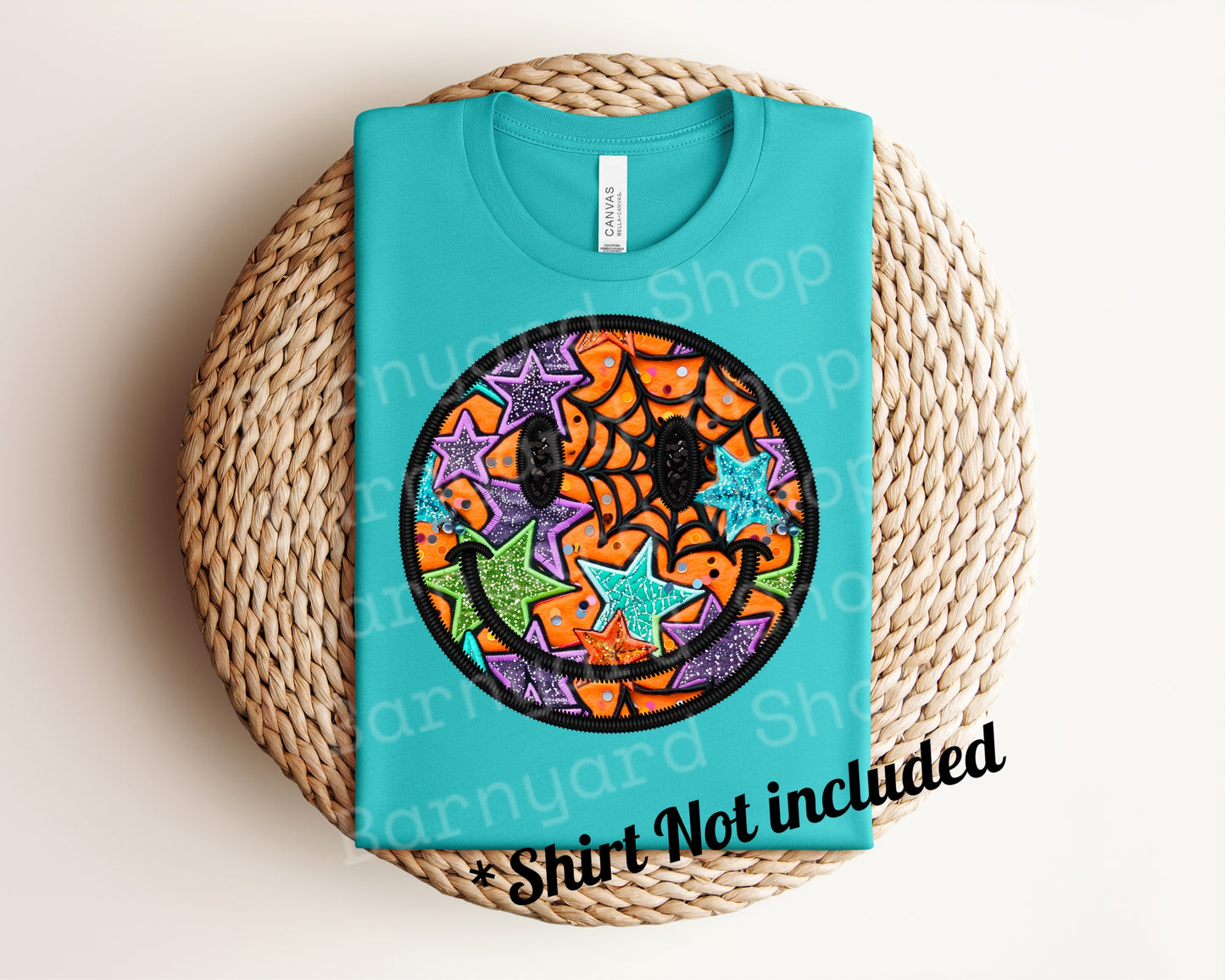 Faux embroidery DTF Transfer “Halloween Smiley”