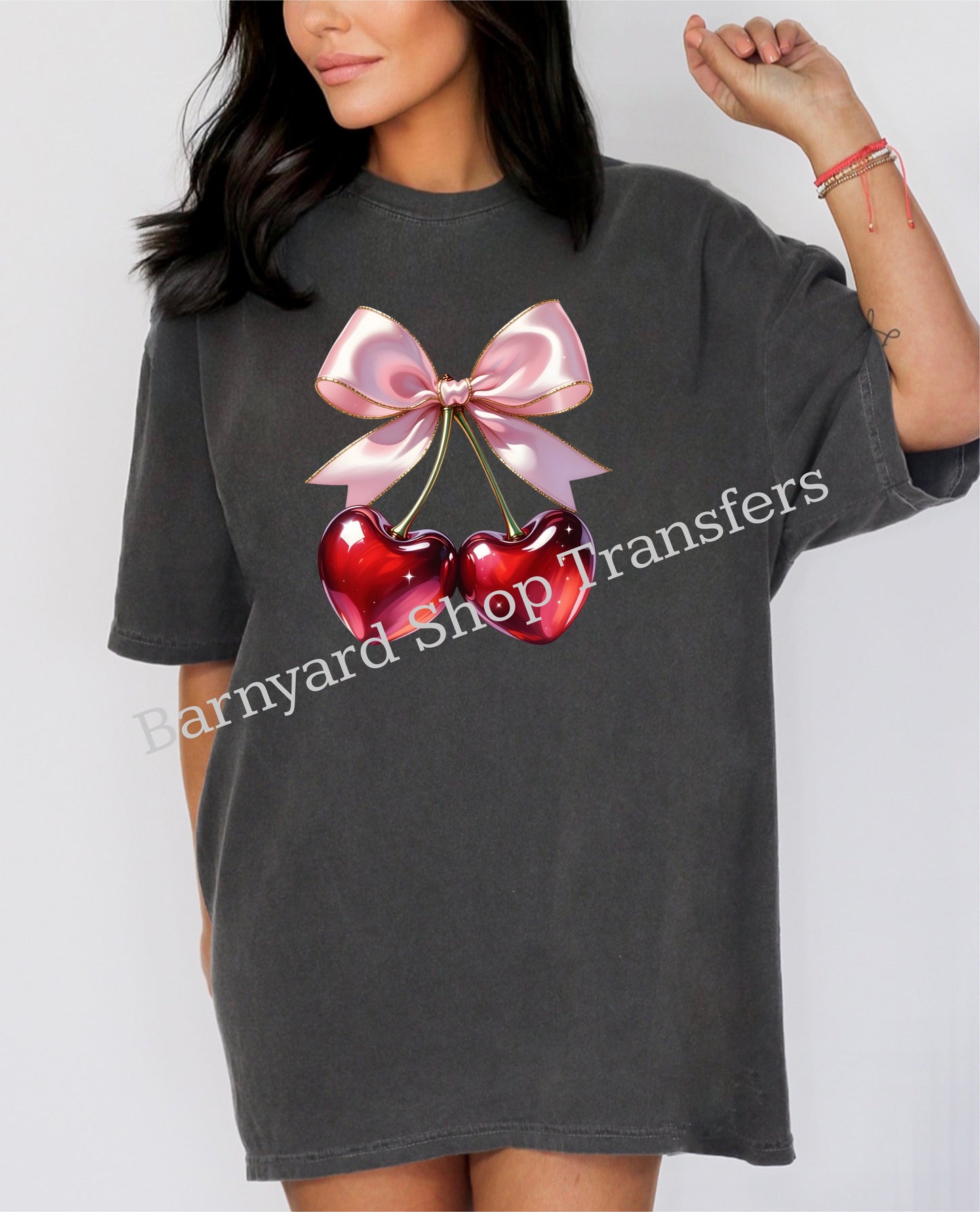Cherry Heart Coquette Valentines Dtf Transfer only