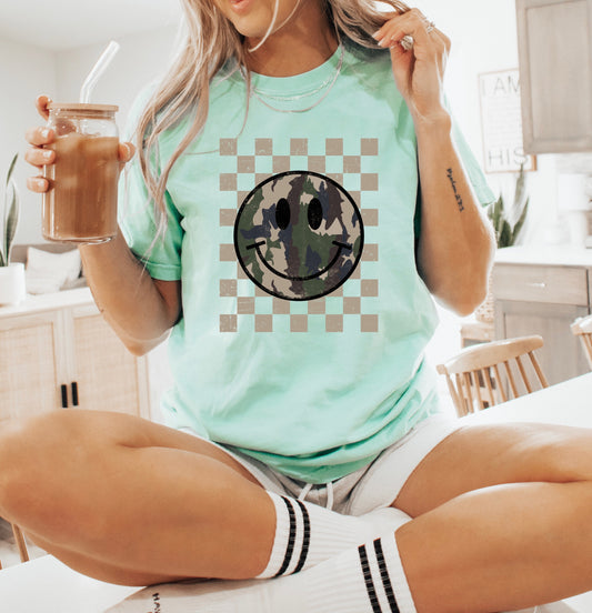 Camo Smiley, Dtf Transfer