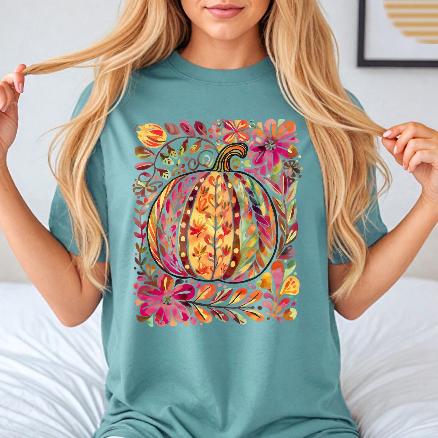 Fall Floral Pumpkin , adult Dtf transfer