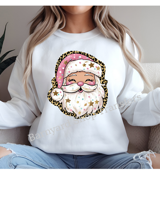 Pink Cheetah Santa , Christmas Dtf Transfer, SHIRT NOT INCLUDED*
