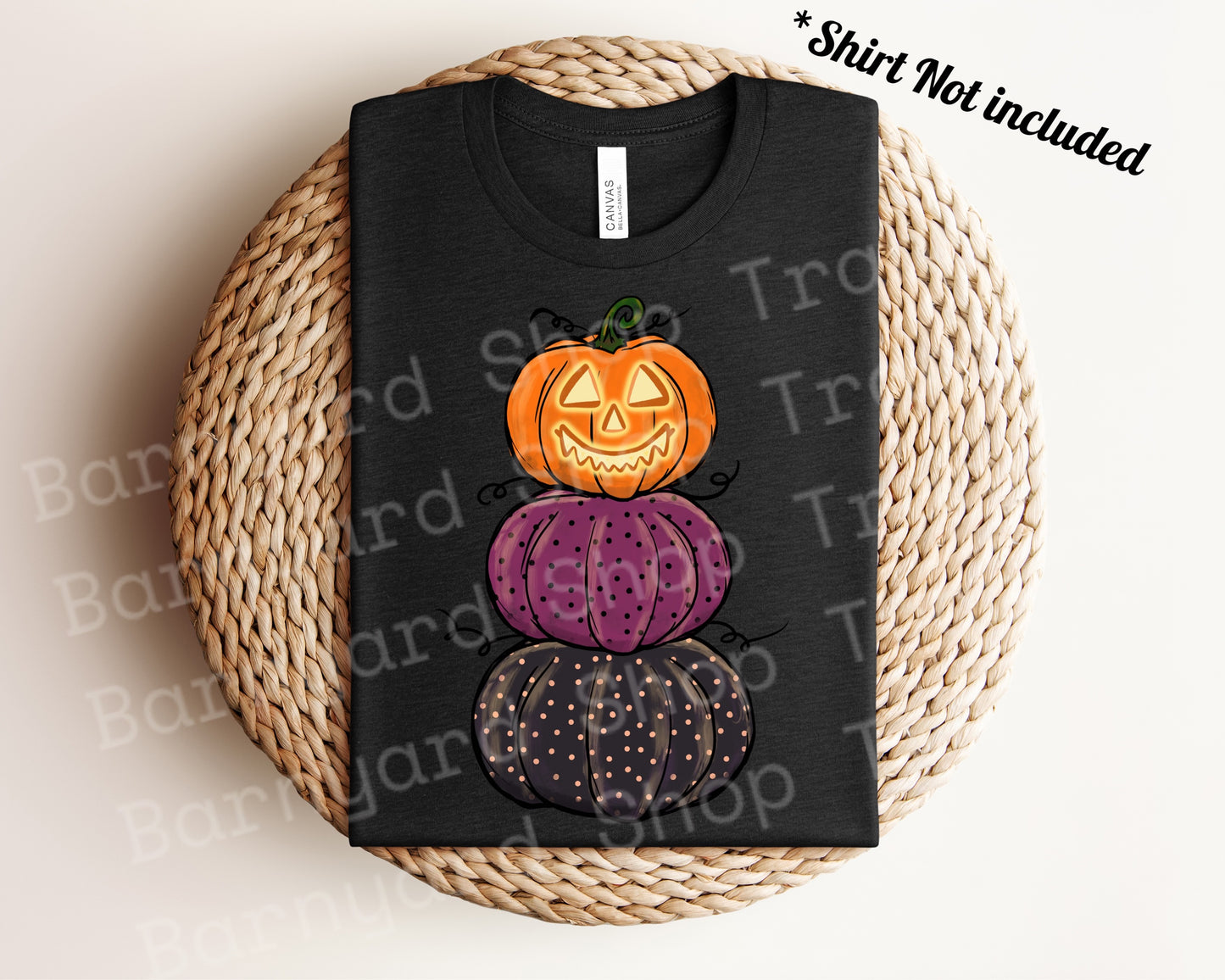 Halloween Triple Pumpkins DTF Transfer SHIRT NOT INCLUDE