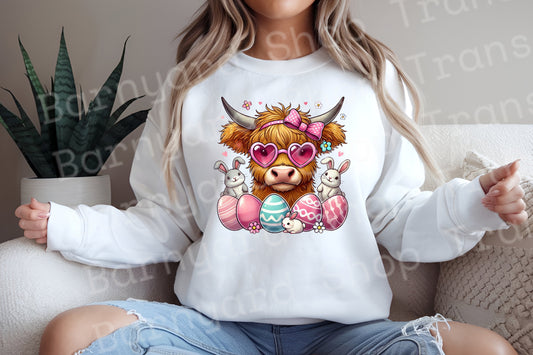 Easter Highland Cow Dtf Transfer