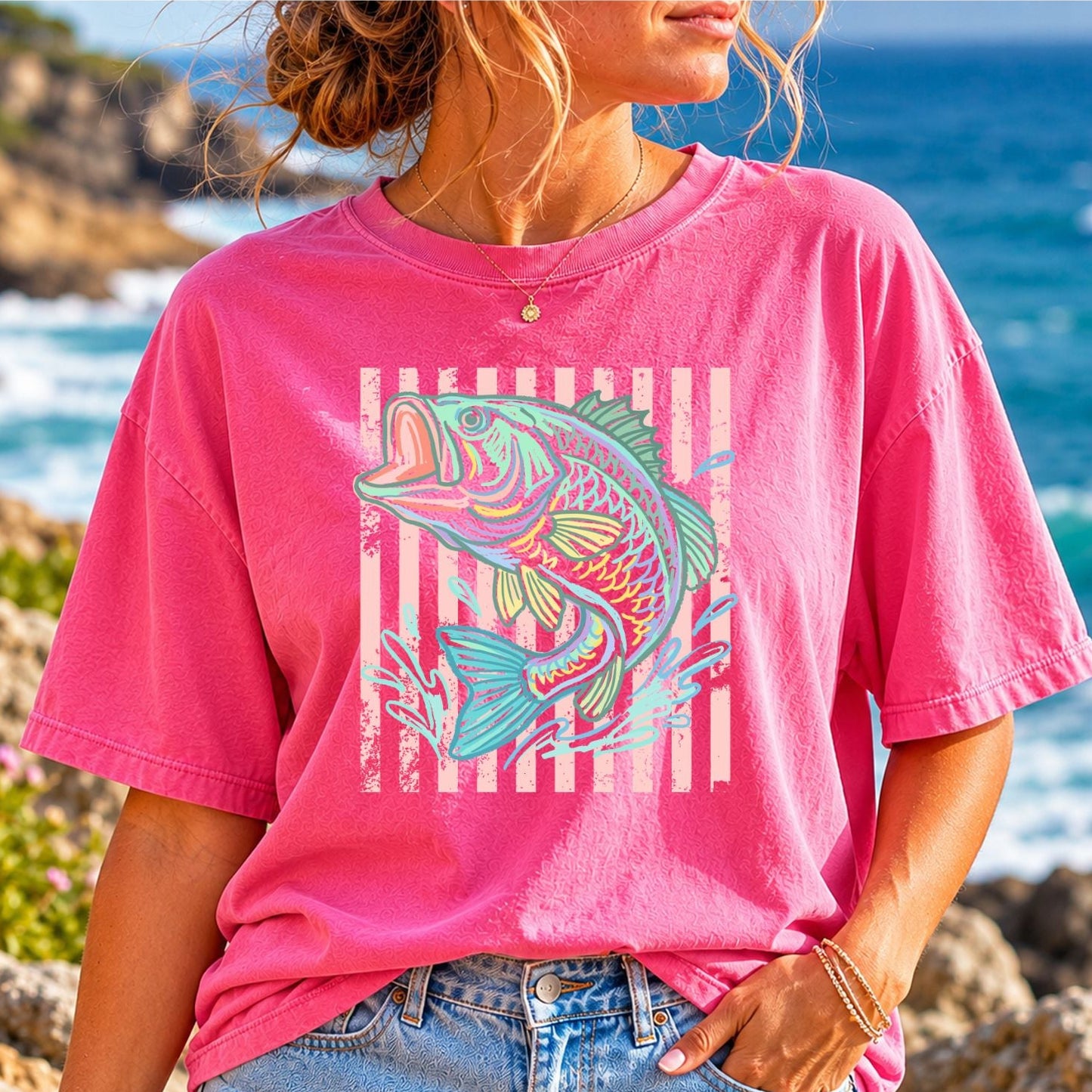 Retro Bass Fish,DTF Heat Transfer