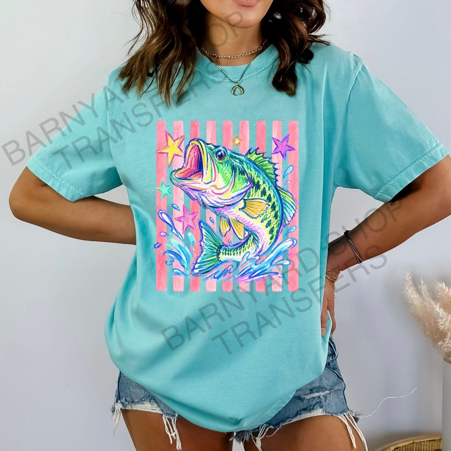 Striped Bass Fish, DTF Heat Transfer