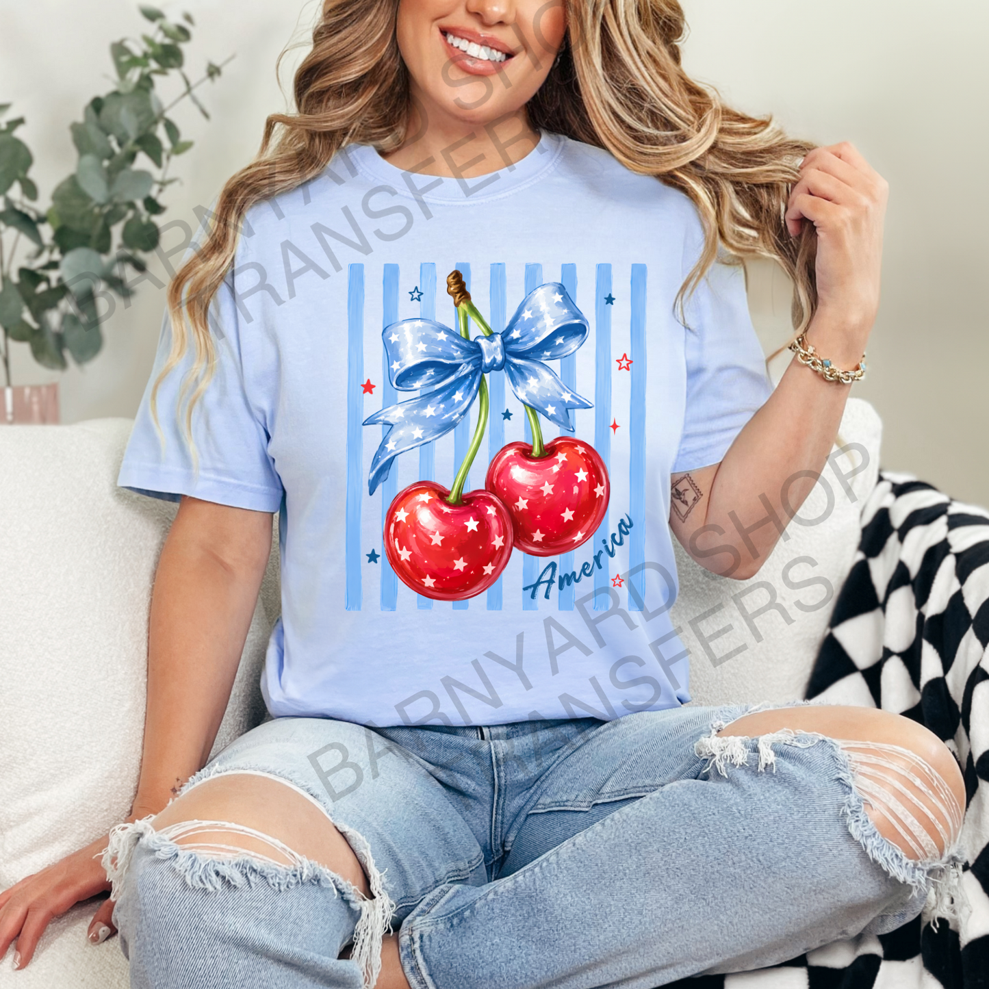 Cherry Patriotic Coquette, DTF Heat Transfer
